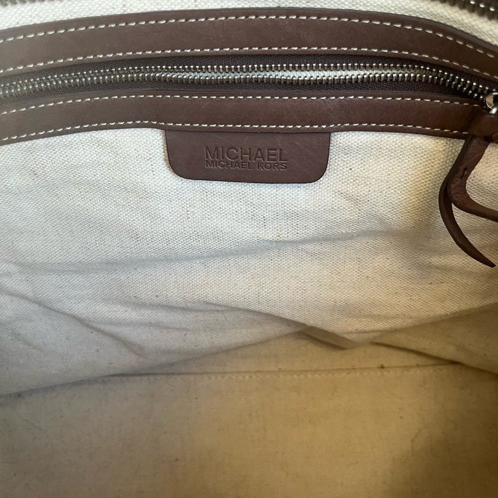 Vintage Michael Kors Canvas & Leather Trim Tote – Jacquard “M” Logo Print - Picture 8 of 8